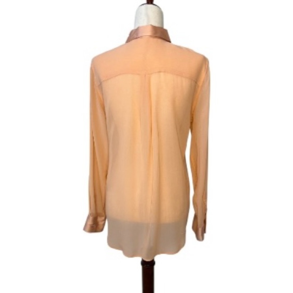 Equipment Femme Sheer Light Peach Collared Silk Blouse Size Medium - Picture 2 of 6
